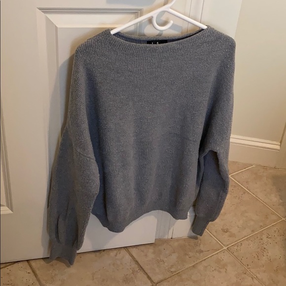 Lulu’s Grey Mock Neck Knit Sweater - Picture 5 of 7